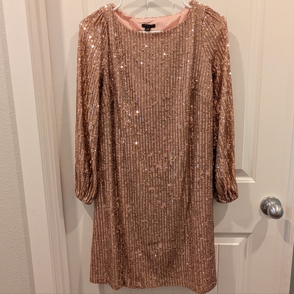 Ann Taylor Rose Gold Sequin Dress - Picture 1 of 10